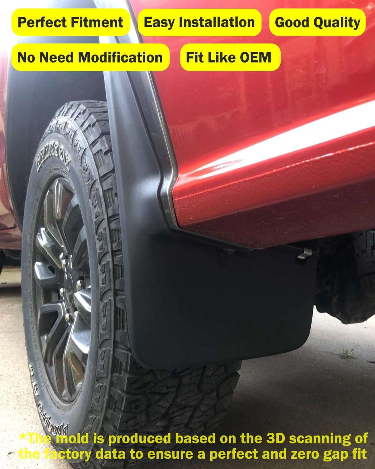 Upgraded All-Weather Mud Flaps for Ford Ranger 2019-2023 No Drill Splash Guards