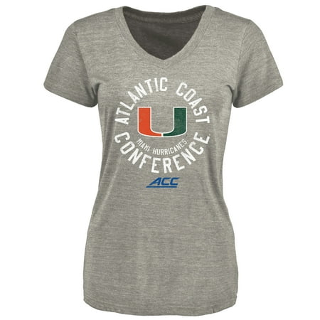 - Miami Hurricanes Women's ACC Gear Conference Stamp Tri-blend V-Neck T-Shirt - Gray