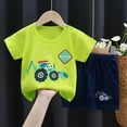 thumbnail image 2 of HCNTES Toddler Baby Boy Clothes for 2t 3t 4t 5t 6t Boys Cute Summer Short Sleeve T Shirt Tops Shorts Clothes Sets Baby Boy Outfits baby boy 6 9 months clothes(5-6 Years,Light Green), 2 of 4