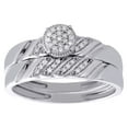 thumbnail image 3 of .925 Sterling Silver Diamond Trio Set Halo Engagement Ring + Wedding Band 1/5 Ct, 3 of 8