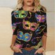 thumbnail image 1 of Tejiojio 3/4 Length Sleeve Women Tops Carnival Crew Neck Dressy Loose Fit Blouses Casual Summer T Shirts, 1 of 5