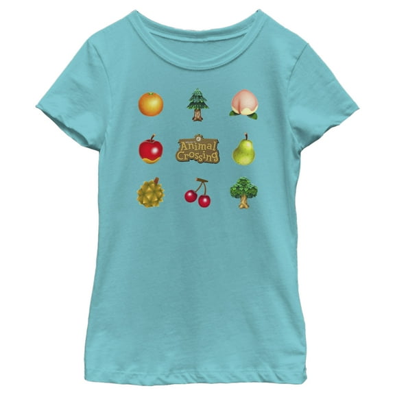Girl's Nintendo Animal Crossing Items Found Title Logo  Graphic Tee Tahiti Blue Small