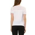 thumbnail image 3 of Allegra K Women's Round Neck Lace Keyhole Back Puff Short Sleeve Tops, 3 of 5
