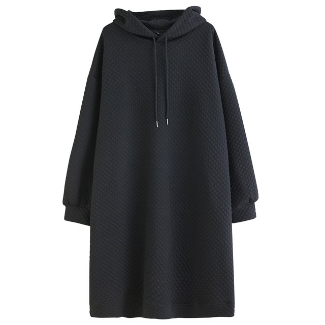 Vestido Irfora Vestido sólido suelto para mujer Sudaderas con capucha con cordón cálido Jersey informal con capucha de manga larga con bolsillos Irfora Vestido