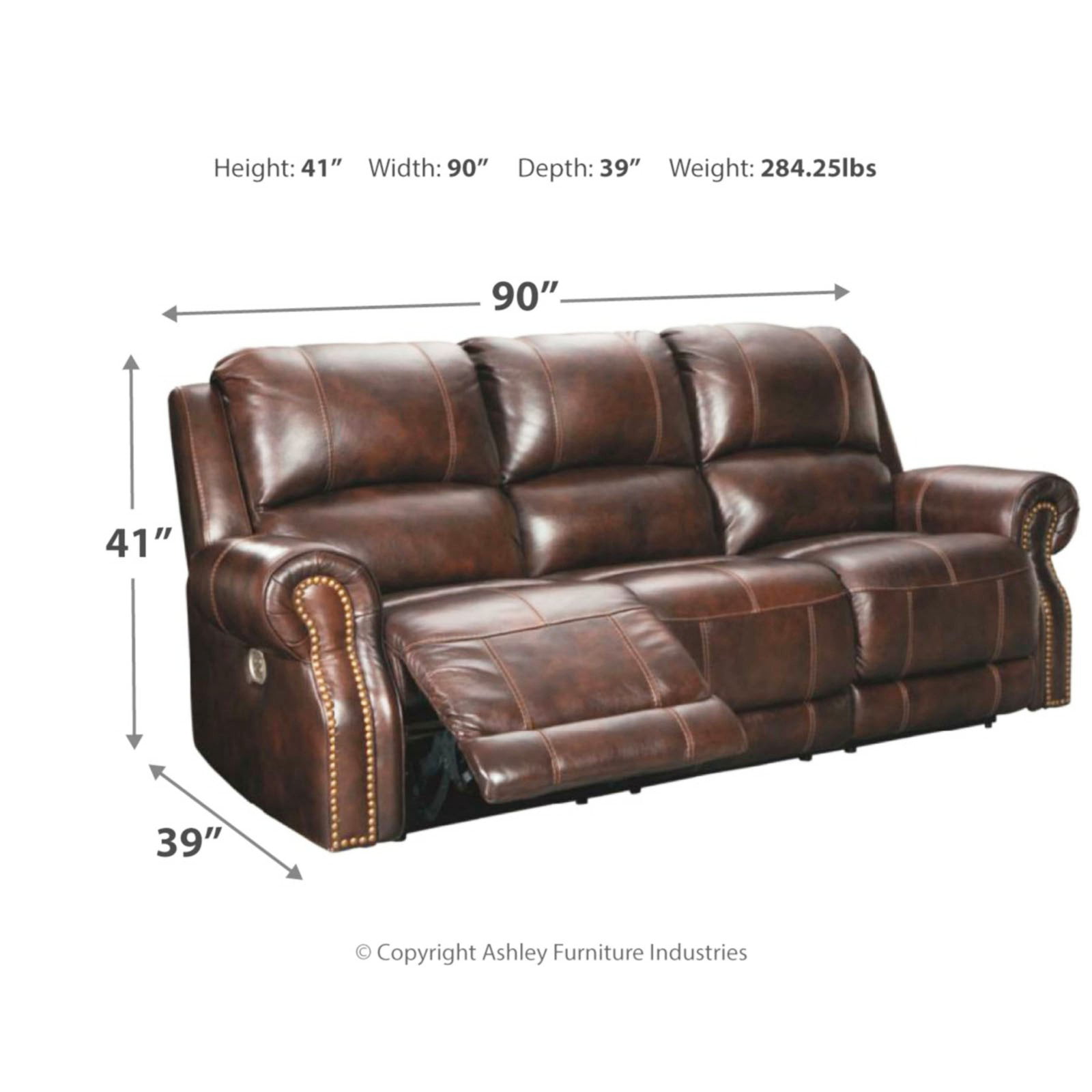 Ashley Furniture Buncrana Leather Power Reclining Sofa With