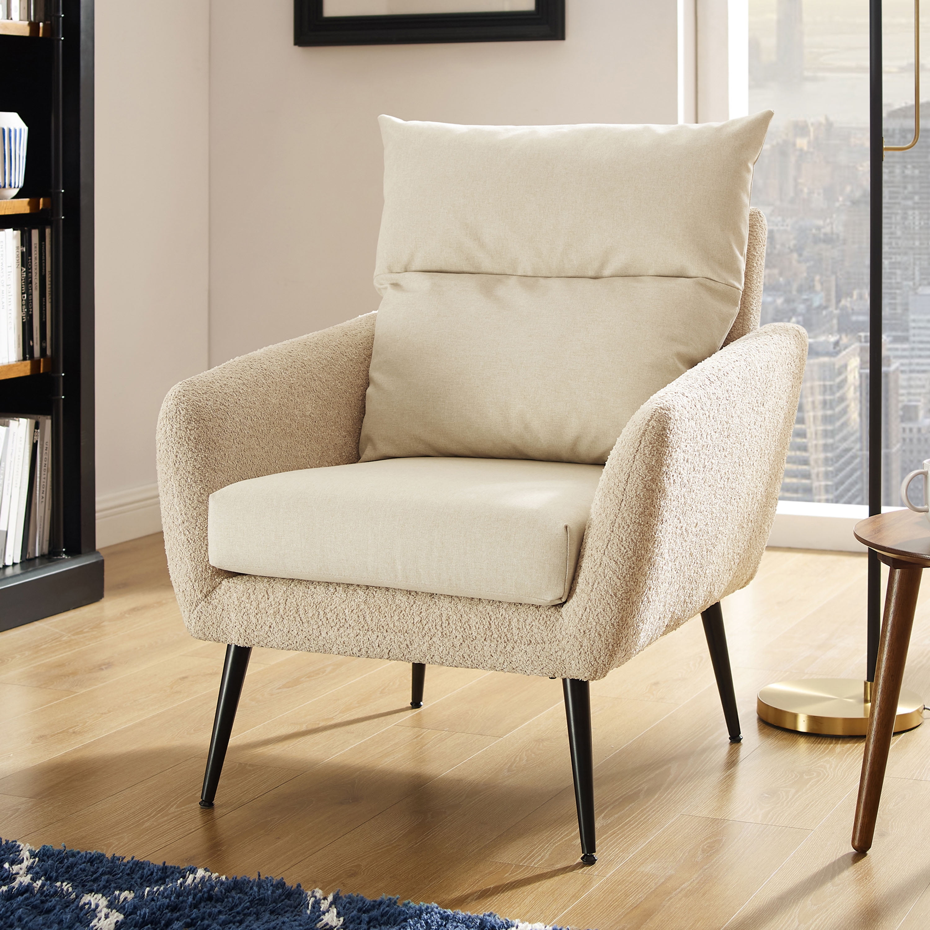 Art Leon Wingback Accent Chairs for Living Room, Sherpa Lamb Fleece