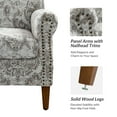 thumbnail image 4 of Upholstered Floral Armchair Set of 2 Single Lounge Sofa Accent Chair Nailhead Trim Wooden Legs Home Living Room Bedroom Beige, 4 of 7