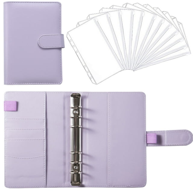 Gkeoshab Notebook A6 Leather Notebook With 12 Loose-Leaf Zipper Pockets, Bill Change Storage Book Home & Garden