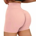 thumbnail image 6 of LIIPEE Women Yoga Shorts Solid Color Elastic High Waist Slim Fit Leggings Shorts With Pockets Female Stylish Shopping Outdoor Shorts,Pink,M, 6 of 7