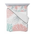 thumbnail image 7 of Quilts Twin-XL Size Bedding Set, Jellyfish Coastal Lightweight Quilted Comforter, Teal Red Coral Starfish Soft Reversible Bedspread Coverlet with Pillow Covers for All Season, 68" x 98", 7 of 7