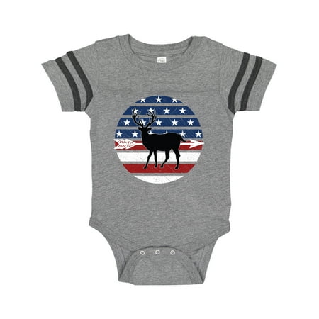 

Inktastic Deer Bow Hunting USA Flag Gift Baby Boy or Baby Girl Bodysuit