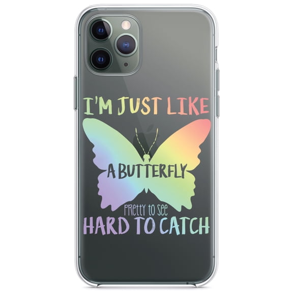 DistinctInk Clear Shockproof Hybrid Case for iPhone 11 Pro (5.8" Screen) - TPU Bumper Acrylic Back Tempered Glass Screen Protector - Like Butterfly - Pretty to See Hard to Catch