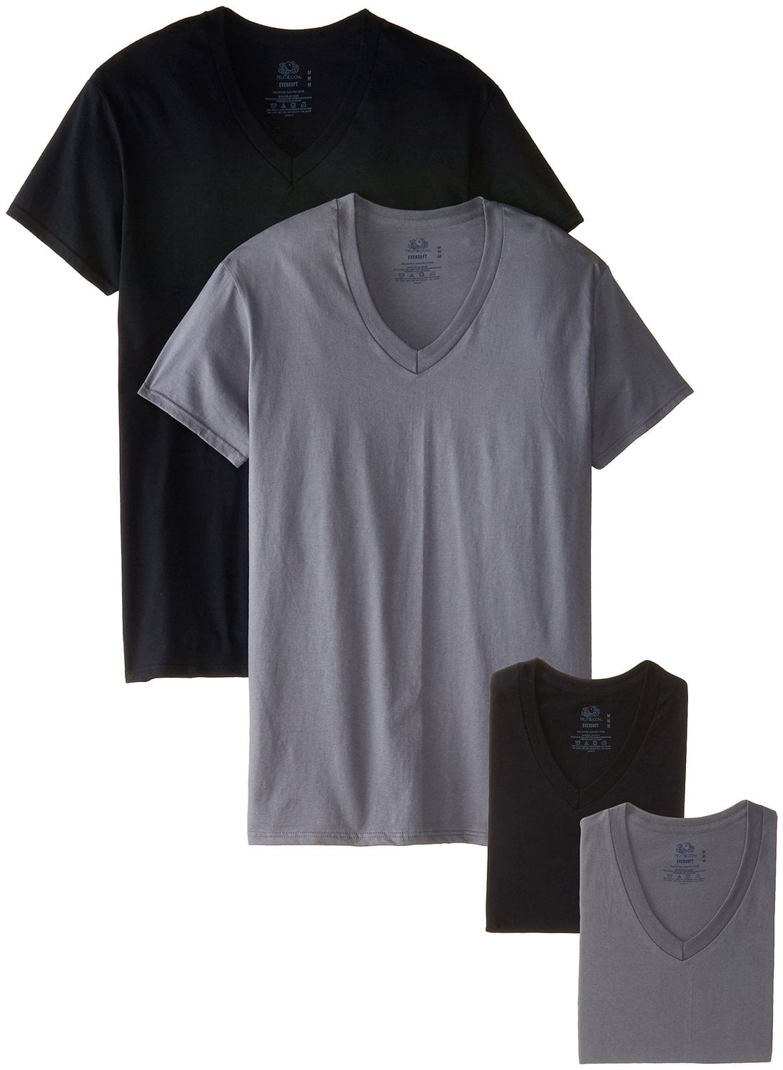 Pack Black/Grey V-Neck T-Shirt, XL 