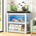 thumbnail image 2 of CQSXDA Adjustable 3-Tier Metal Fish Tank Stand For 20-30 Gallon Saline Or Freshwater Aquariums, 34"W x 18"D x 31"H For Home Office, White, 2 of 12