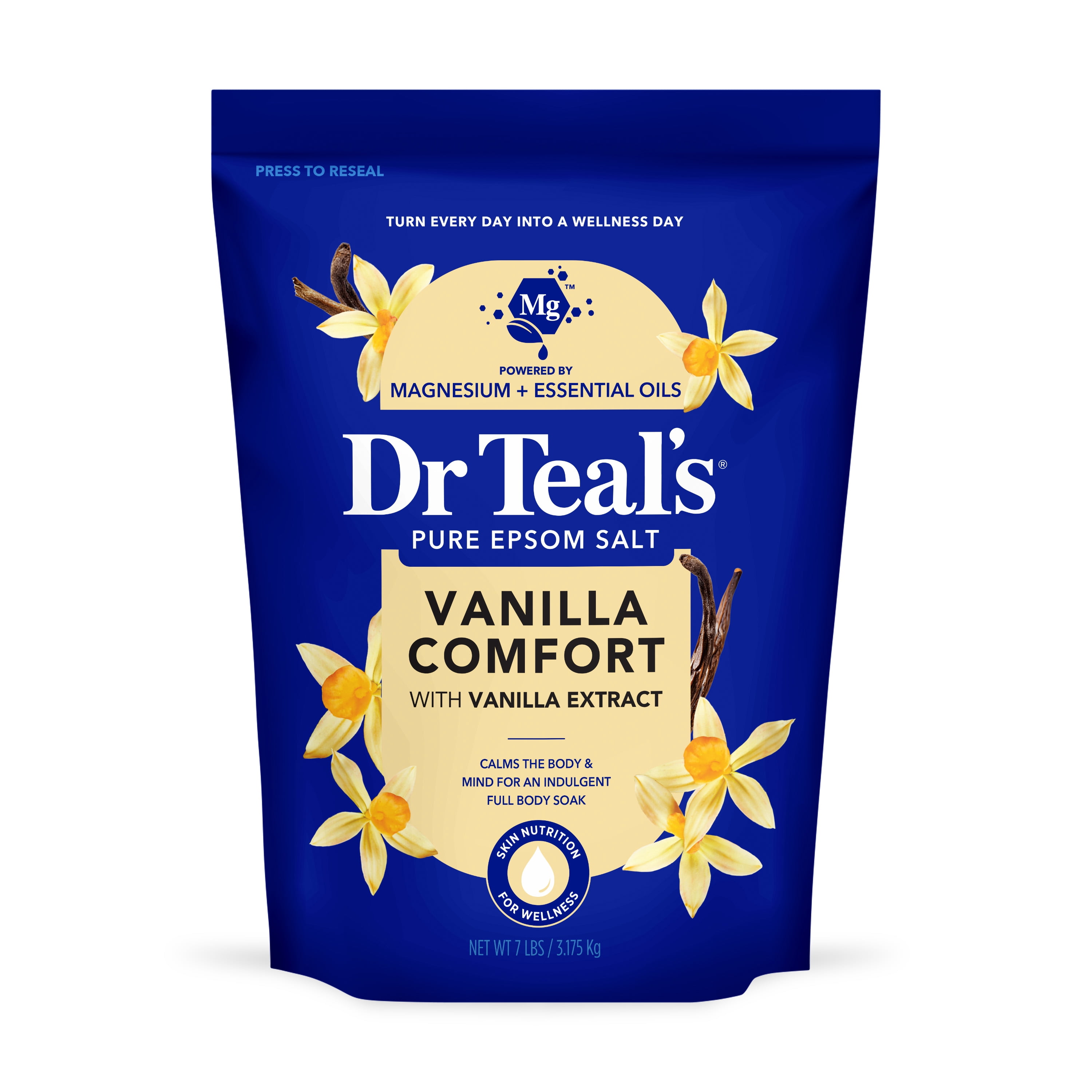 Dr Teal's Epsom Salt Magnesium Soak, Vanilla Comfort, 7 lbs