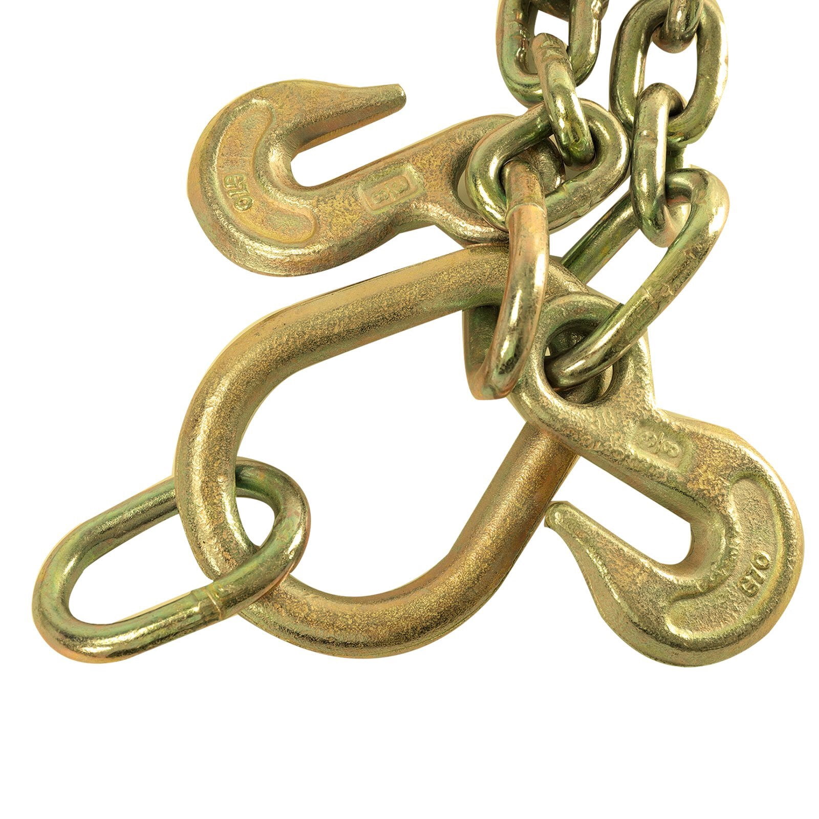 Tow Chain J-Hook 3/8" X 2' V-Type w/ G70 Grab Hook Tractor Car Wrecker Truck Tie