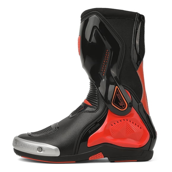 JG WOLVES - Motorcycle Boots - All-Season Comfort & Off-Road Cycling Shoes - For Men & Women,Black-red,46