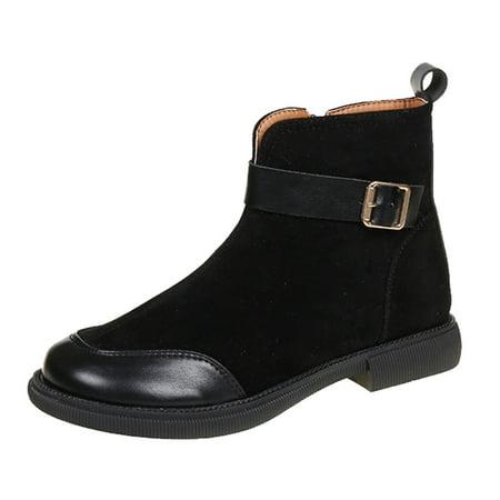 

Larisalt Boots For Women Women s Fashion Wedge Ankle Boots Side Zipper Lace-up Combat Booties Round Toe Platform Shoes Black