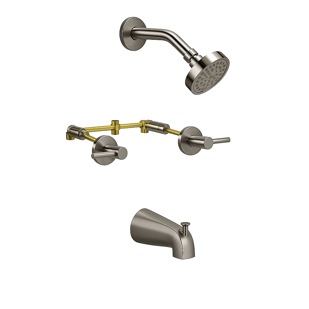 Design House Eastport II Satin Nickel Wall Mount Zinc 2 Handle Tub and Shower Faucet