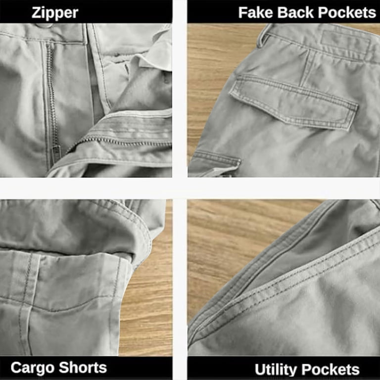 Txeol Cargo Half Pants for Men Elastic Waist Linen Shorts with