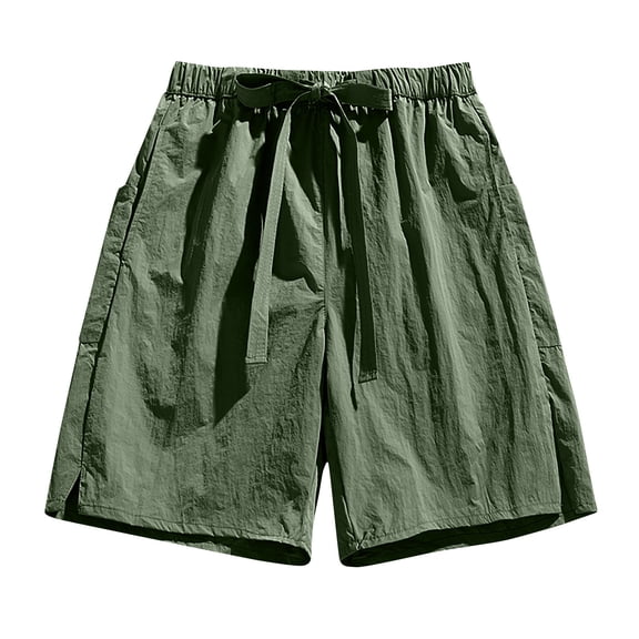 Men's Casual Shorts Summer Comfortable Drawstring Pocket Elastic Waist Shorts Olive Green