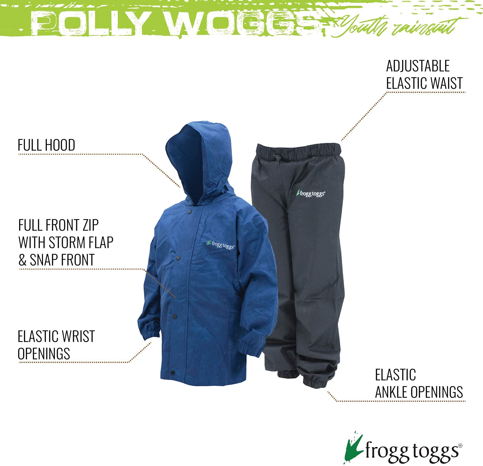 Frogg Toggs Polly Woggs Youth Rain Suit Blueberry Medium 