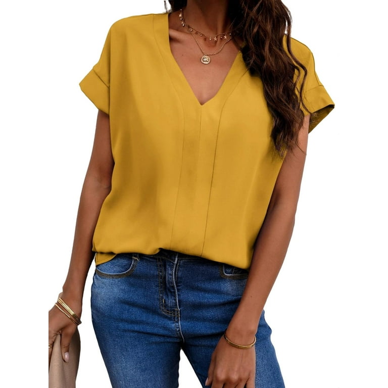 v neck mustard top