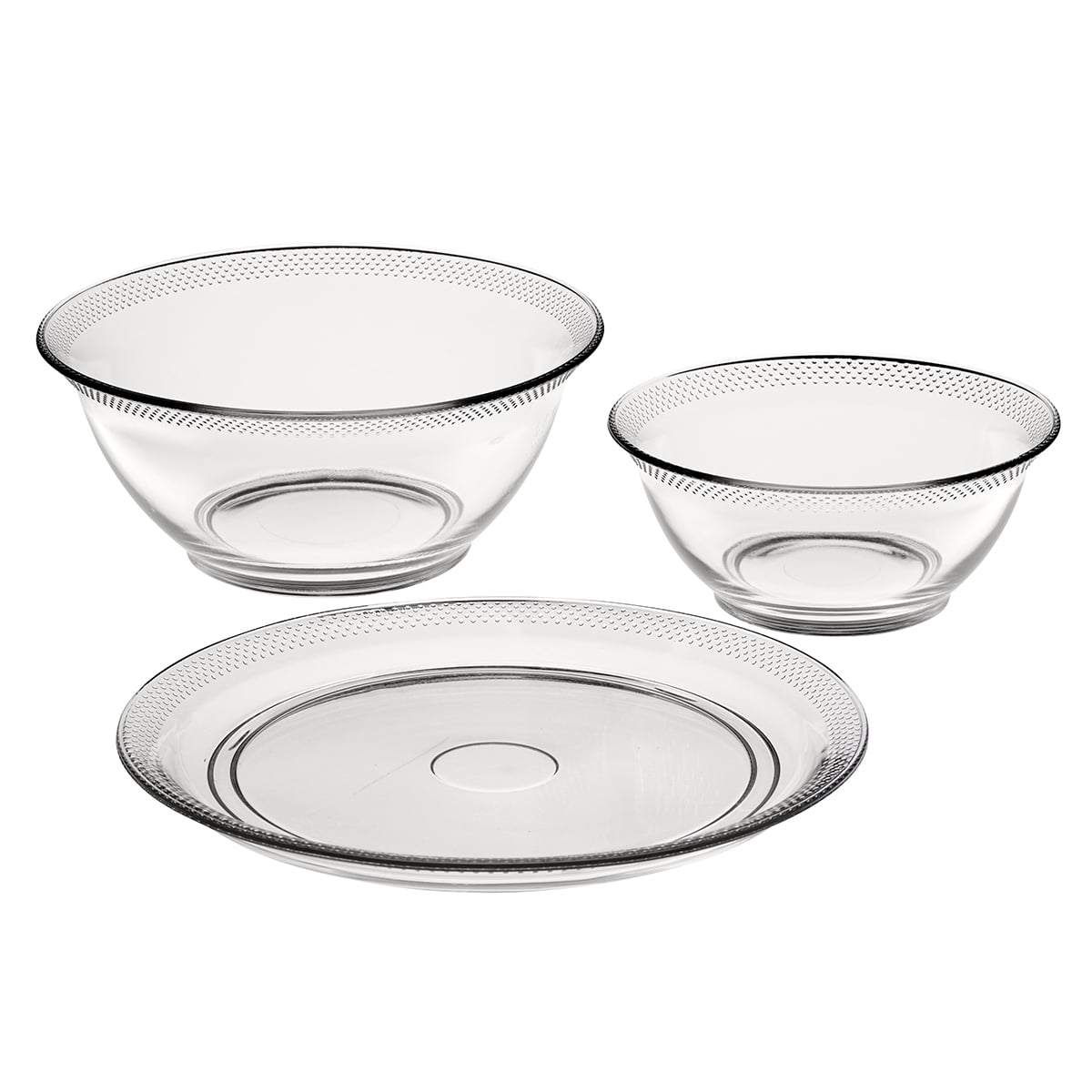 Anchor Hocking 3 Piece Glass Hobnail Serve Set