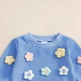 thumbnail image 4 of Xyant Toddler Clothes for Girls Baby 3D Flower Fall Winter Outfits Stripes Sweatshirt Pullover Cute Pants Set Toddler Girl Clothing (Blue,3-4 Years), 4 of 7