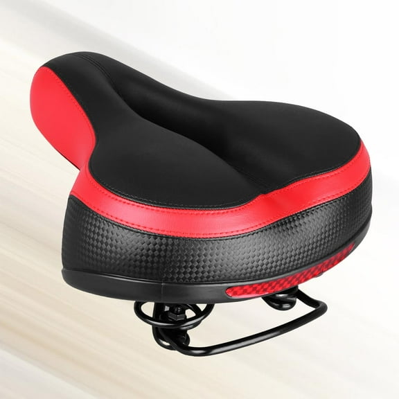 Worgeous Reflective Bike Saddle with Spring Suspension for Comfortable Cycling Red Seat Cushion Fits Most