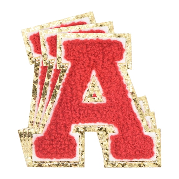 Uxcell Chenille Letter x Patches Large Size 3.15"x3.15" 3PCS(Red) Shape A