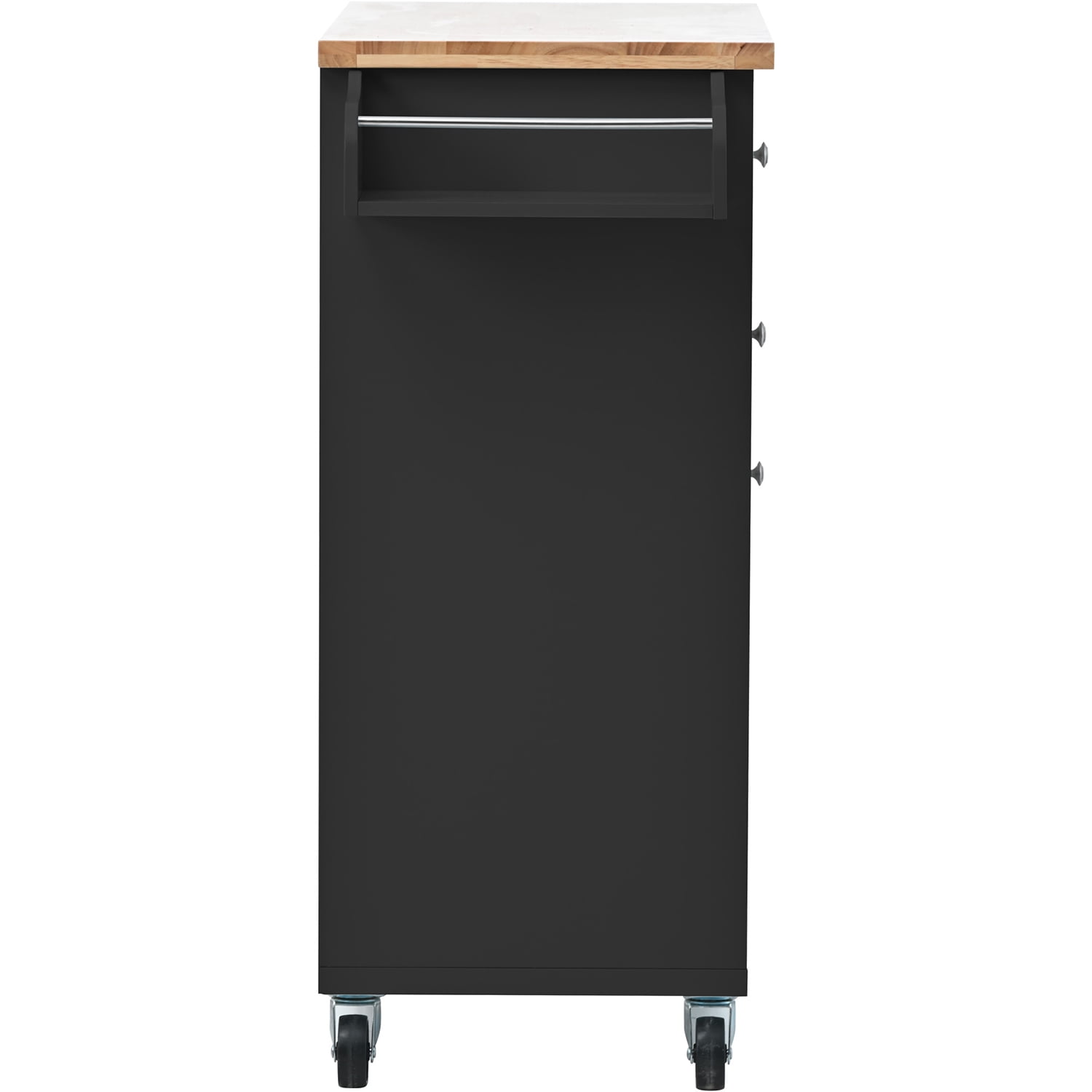 Kepooman Kitchen Cart with Spice Rack, Towel Rack & Two Drawers, Kitchen Island on Wheels for Your Daily Food Preparation, Black Kepooman Kitchen Cart with Spice Rack, Towel Rack & Two Drawers, Kitchen Island on Wheels for Your Daily Food Preparation, Black