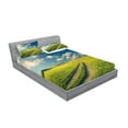 thumbnail image 2 of Ambesonne Nature Fitted Sheet & Pillow Sham Set, Spring Rural Country, Full, Apple Green Dark Blue, 2 of 2