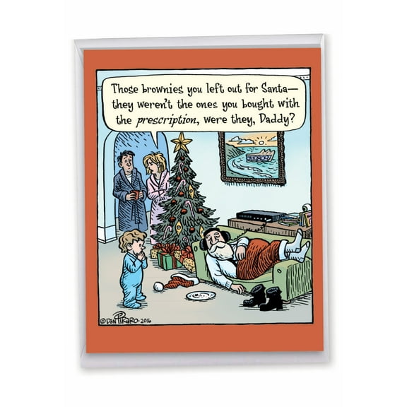 1 Jumbo Funny Holiday Christmas Card with Envelope (8.5 x 11 Inch) - Prescription Brownies Merry Christmas J4331XSG