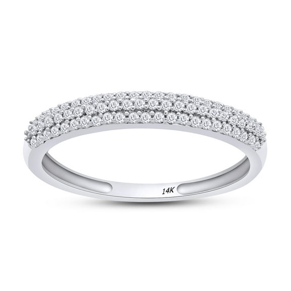 1/5 Carat (Cttw) Round Cut White Natural Diamond 3-Row Wedding Anniversary Band Ring In 14k Solid White Gold (I-J Color, I2-I3 Clarity, 0.20 Cttw) Ring Size-9.5