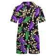 thumbnail image 4 of Feancey Womens Mardi Gras Pajama Set 2025 Trendy Colorblock Sequin Print Pjs Sets Carnival Themed Casual Button Sleepwear Two Piece Green M, 4 of 7