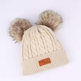 thumbnail image 3 of GRNSHTS Toddler Kids Boys Girls Beanie Woolen Hat Solid Color Winter Warm Double Pom Pom Cap for 1-3 Years Old Beige, 3 of 6