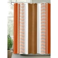 thumbnail image 3 of Burnt Orange Farmhouse Waterproof Fabric Shower Curtain, Orange Brown Striped Shower Curtain for Bathroom Curtains Bathtubs Hotel Washable Shower Curtains with 12 Hooks Small 36x72in, 3 of 6