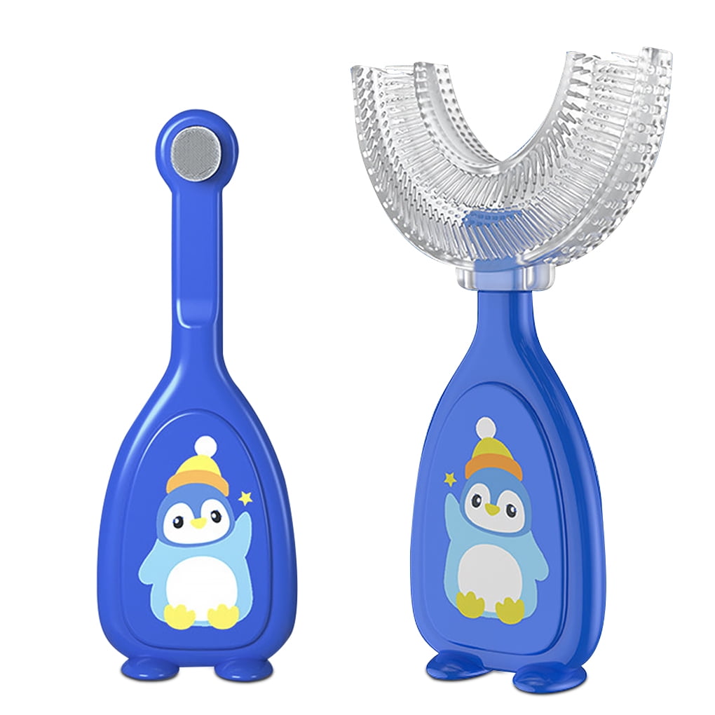 DTOWER 2Pcs Silicone Handheld U Shaped Toothbrushes Portable Manual Toddler Full Mouth Teeth All-Rounded Mouthpiece Gadgets