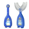 thumbnail image 3 of 2 Pieces Silicone Handheld U Shaped Toothbrushes Portable Manual Toddler Full Mouth Teeth All-Rounded Mouthpiece Gadgets Blue, Small, 3 of 9