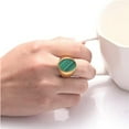 thumbnail image 2 of Men's signet Ring Gold Plated Tungsten Carbide Ring, Green Malachite/black Surface Size 7-12, 2 of 5