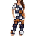 thumbnail image 3 of YGJTJYD Halloween Pajamas for Women 2 Piece Short Sleeve Ghost Graphic Button Up Shirts and Capri Pants Nightwear Loungewear Short Set,Sizes S-3XL, 3 of 7