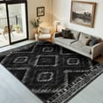 thumbnail image 3 of NewBuros 5'x7' Area Rugs for Living Room, Non-Slip Machine Washable Rugs, Soft Stain Resistant Low Pile Vintage Distressed Print Western Indoor Carpet, Black, 3 of 12