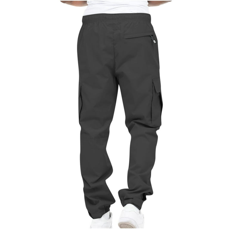 Mens Plus Size Cargo Pants, Outdoor Casual Solid Loose Hiking