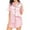 Pink, variant on Silk Satin Pajama Sets for Women Ruffle Short Sleeve Button Down Pajama Set Womens Ruffle Shorts Pajama Set 2-Piece Women's Silk Sleepwear Set, S-XXL