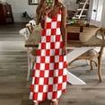 thumbnail image 4 of Red And White Checkerboard Sleeveless Dress Women's Evening Dress Womans Clothing, 4 of 9