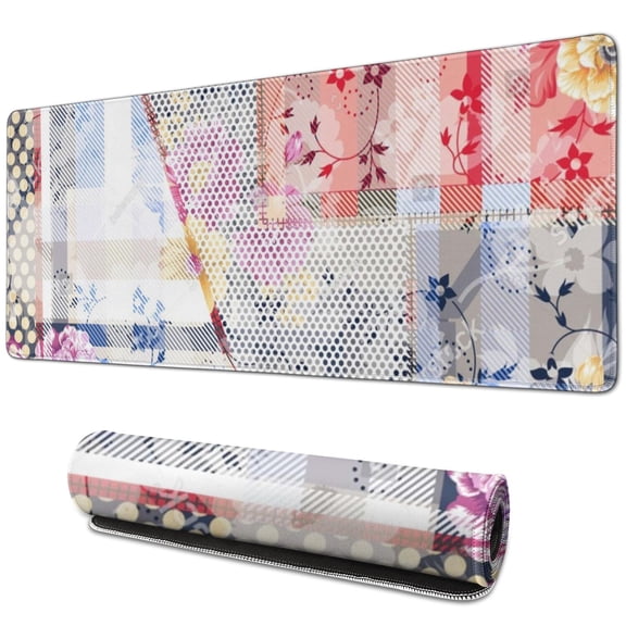 Long Mouse Pads for Desk,Pioneer Flower Floral Print Pattern Desk Mats on Top Of Desks, Desk Mouse Pad Extra Large with 3mm Non-Slip Base and Stitched Edge for Gaming,Office,Work,Home 31.5"x11.8"