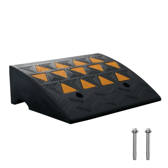 KFFKFF 6" Elevated Rubber Ramp for Curbs, 14.6" Broad and 19.3" Long Driveway Ramp, 15T Robust Rubber Ramp Suitable for Forklifts, Trucks, Buses, Cars, Wheelchairs, and Bicycles