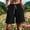 Black, variant on Women’s Cuffed Wide-Leg Linen Bermuda Shorts, Elastic-Waist Washed-Blend Cut for Bayfront Leisure Casual Strolls Purple S