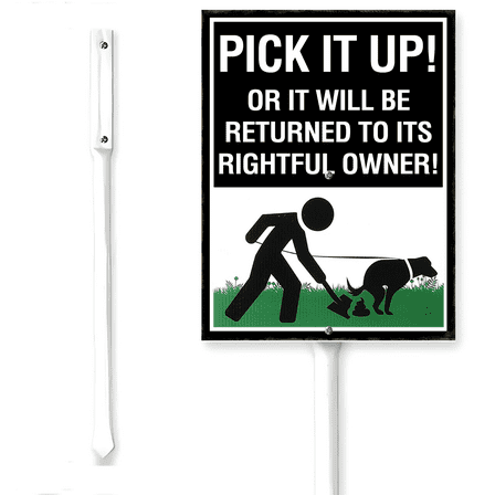 Kurmntregon Pick It Up Or It Will Be Returned To Its Rightful Owner Yard Sign With Stake No Pooping Dog Sign Rustproof Aluminum Street Lawn Grass Outdoor Decorations Home Herb Farm 6x4.6inch